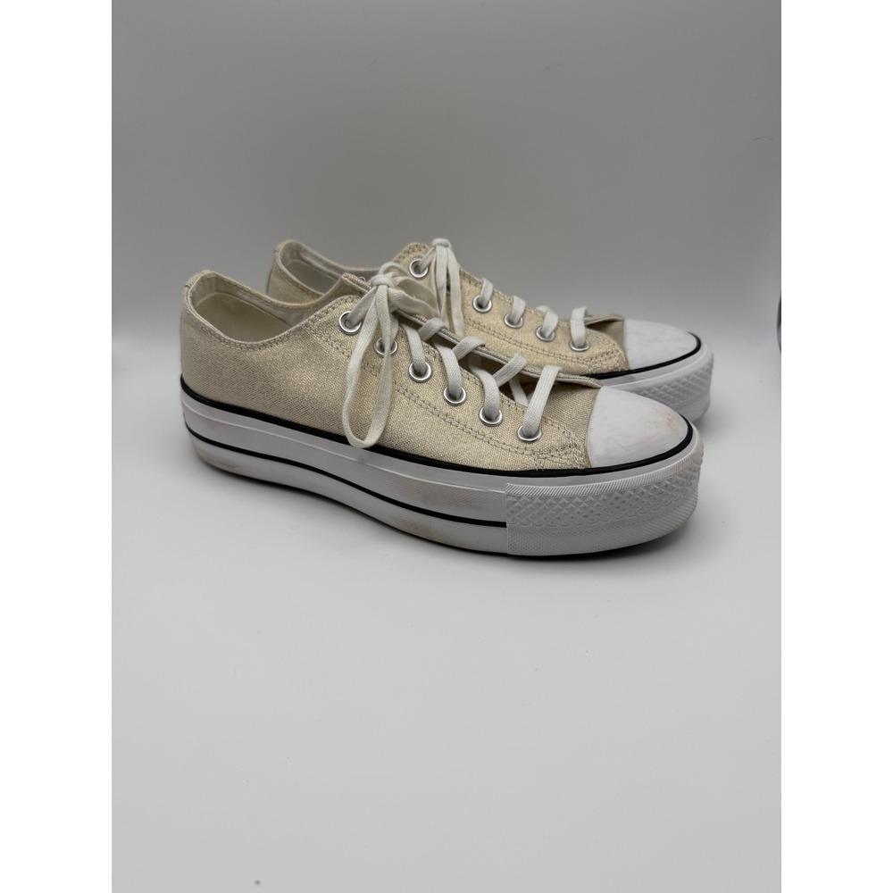 Converse Chuck Taylor All Star Lift Platform Gold Metallic Sneakers 568630C 8